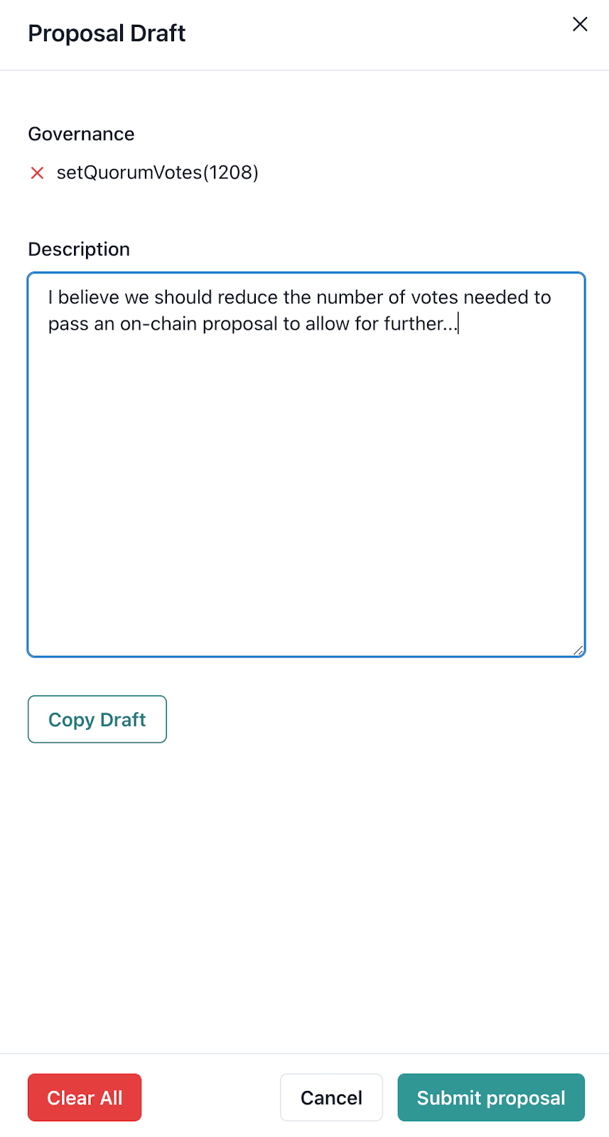 'proposal draft' UI